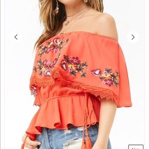 embroidered flounce top